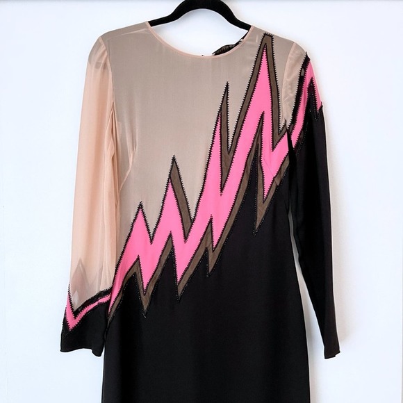 Emilio Pucci Pre Fall 2015 RTW Lightning bolt Gown Maxi Dress Long Sleeve Mesh - Picture 4 of 14